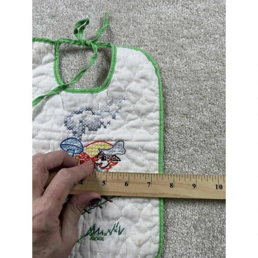 Vintage Disney Baby Bib Hand Embroidered Train‎ Paragon Nursery 12x8 Inch